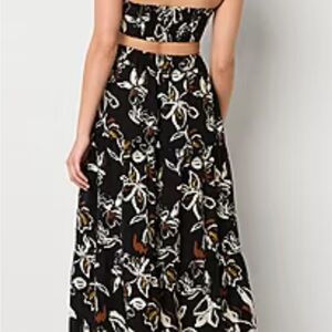 Black Floral Maxi Skirt Set